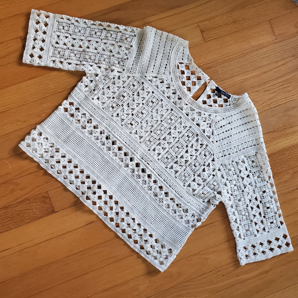 Dex 1963 Cream Crocheted Lace Top